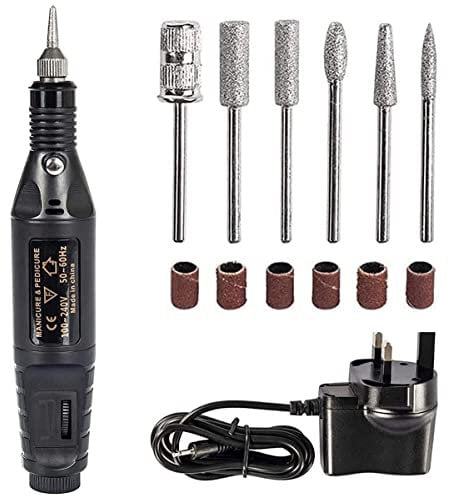LIUAN Nail Drill Electric Nail File Adjustable Speed Portable with 6 Drill Bits and Sanding Bands Electric Manicure Pedicure Kit