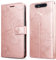 DENDICO Hülle für Galaxy A80 / Galaxy A90, PU Leder Magnetverschluss Flip Handyhülle Schutzhülle mit Standfunktion und Kartenfach für Samsung Galaxy A80 / Galaxy A90, Roségold