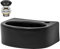ML-Design Lavabo en Céramique Noir 33,5x25,5x13 cm, Garniture de Vidage 1 1/4, Trop-Plein et Trou pour Robinet à Droite, Design Arrondie, Vasque á Poser Moderne, Évier Lave-Mains de Salle de Bain/WC
