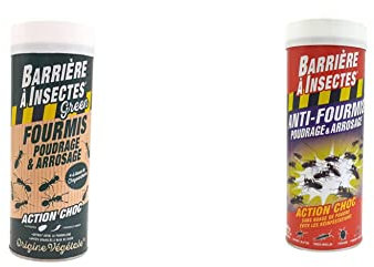 BARRIERE A INSECTES GREEN Anti-Fourmis Poudrage & Arrosage à Base de Chrysanthème 300 g, BARBIOFOP300N & Anti-Fourmis Poudrage & Arrosage Action Choc 500 g, BARFOP500R
