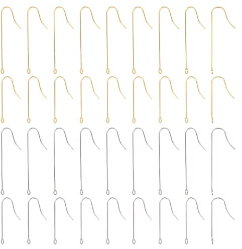 UNICRAFTALE 160Pcs 2 Size 2colors 316 Surgical Stainless Steel Earring Hooks GoldenEar Wire Hooks with Vertical Loops Pin 0.7mm French Fish Wire Earrings for Jewelry Making Hole 1.5mm