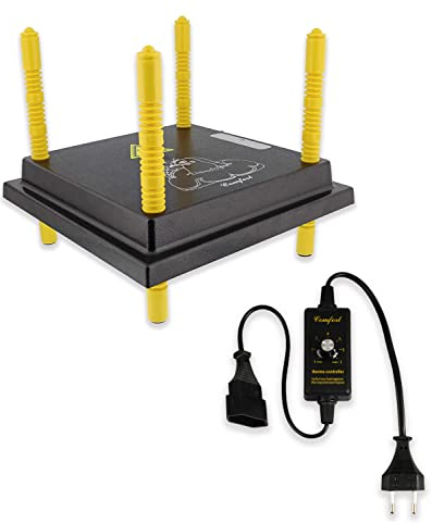 eivolution Küken Wärmeplatte inkl. Temperaturregler 25x25 cm I 13W I höhenverstellbar I Heizplatte zur Kücken-Aufzucht I geeignet für alle Geflügelarten wie Hühner, Wachteln, Puten