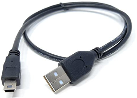 60cm short Mini USB to USB 24AWG 2.0 Hi-Speed 2.0 A-Male to Mini-B 5pin Cable Power & Data Lead 1.9ft Black Nickel Connectors