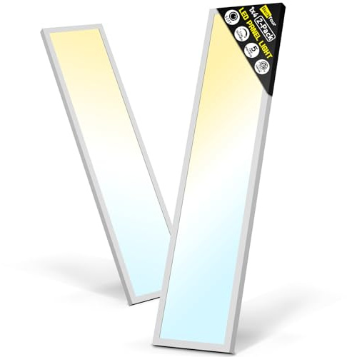 BeckTour 1x4 Led Flat Panel Light Surface Mount 2-Pack, 40W/4980LM, 5CCT 3000K/3800K/4500K/5200K/6000K Selectable, Flush Mount Ceiling Light for Kitchen, Garage, Hallway, Office, ETL