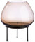 GILDE Deko Windlicht XL - großes braunes Glaswindlicht mit schwarzem Metallständer - Höhe 30 cm