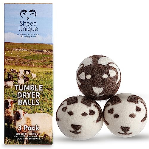 Eco Tumble Dryer Balls - 100% Wool - Reduce Drying time - Naturally Softer Clothes - Baby Safe - Pack of 3 XL Balls.