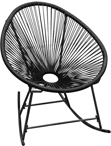 RAUGAJ Outdoor Schaukelstuhl, Poly-Rattan, Farbe: Schwarz