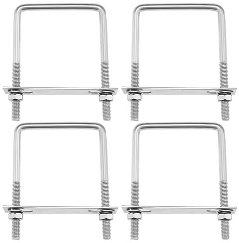 SG Store 4pcs Boulons en U Carrés M8 Filetage 71mm Largeur Intérieure 100mm Longueur Boulon de Aerrage en Forme de U en Acier Inoxydable 304 avec Écrous et Plaques pour Véhicules Pipelines Bâtiments