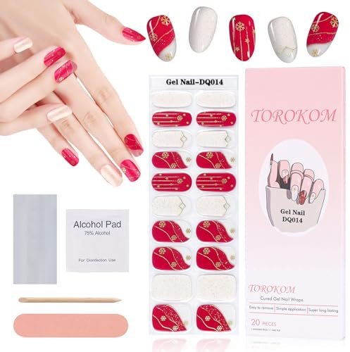 EBANKU Gel Semicurado Pegatinas Navidad,Árbol Navidad y copo nieve,Tiras Gel Con Lima UñAs,Pegatinas DecoracióN Larga DuracióN, Semi-Curado Gel Nail Art Stickers Decoración (SD14)