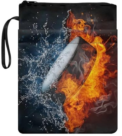 NETILGEN Water Fire Ice Hockey Book Sleeve for Book Lovers Book Cover Protector Paperback Purse Book Sox Book Storage Bag with Zipper Pocket Book Lovers Gifts