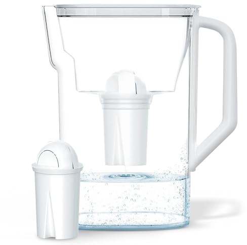 Wessper Wasserfilterkanne 2.7 L Kompatibel mit Brita Classic für Kühlschranktür | Wasser Filtersystem zur Reduzierung von Kalk, Chlor | Wasserfilterkanne + Wasserfilter AQUACLASSIC – Weiß