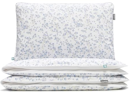 MUMLA - Bettwäsche 155x220 cm, 100% Baumwolle, 3-teiliges Bettwäsche in Weiß mit Blumenmuster - 1x Bettdeckenbezug + 2X Kopfkissenbezug 40x80 cm mit Reißverschluss, Zertifikat Oeko-Tex.