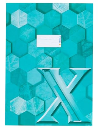 HERMA 20088 Heftumschlag A4 Karton Türkis, veredelte Hefthülle mit Beschriftungsfeld aus stabilem & extra starkem Papier, Heftschoner mit Hexagon Muster Motiv für Schulhefte, farbig