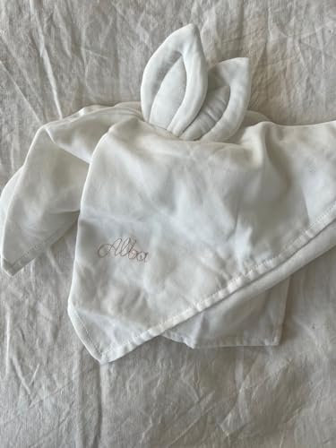 Stitches - Doudou Lapin Plat Blanc - Personnalisable (Rose)