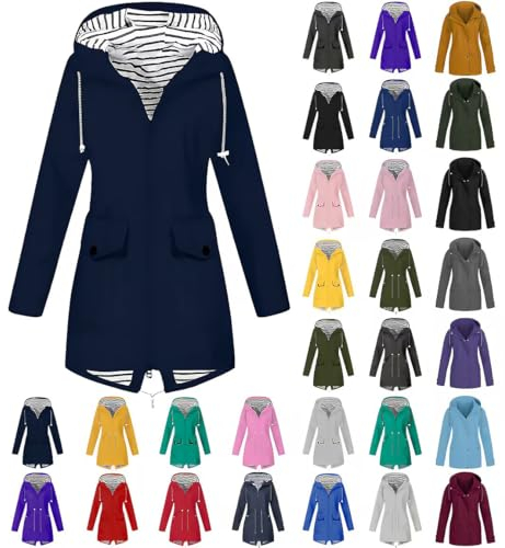 Generic Regenjacke Damen, Damen Wasserdicht Atmungsaktiv Regenjacke Große Größen Regenmantel Leicht Jacke Windbreaker Mit Kapuze Softshelljacke Fahrradjacke Funktionsjacke Outdoorjacke Blitzangebote