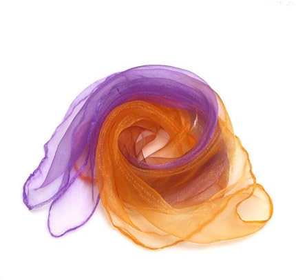 20 Stück Square Jongliertücher Seidentücher Chiffontücher 60cm,Zweifarbiger Performance Tanztücher,Gymnastiktücher Jonglier Tücher Schal für Jonglieren,Tanzen,Sensorisches,Tanztücher,Orange Lila