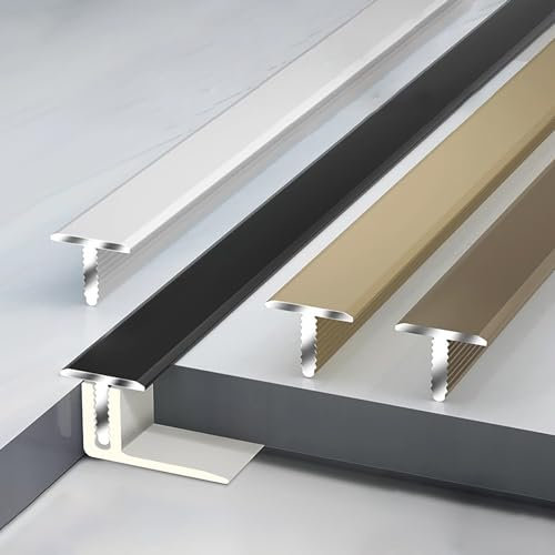 Raouoae Fliesenschiene Winkelprofil Aluminiumlegierung 135CM*2 Stück Übergangsprofil Bodenübergangsleiste Tür-T-Formschwelle Breite Metall-Kantenleiste Winkelprofil(Champagne,W:18MM)