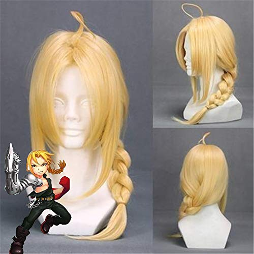 GUANBBD Cosplay Perücke-Fullmetal Alchemist Edward Elric Cosplay Perücke Golden Braid Hitzebeständige Faserhaar Anime Kostüm Perücken