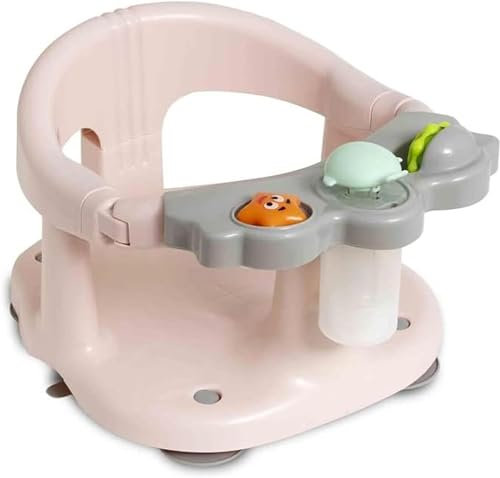 Asiento De Baño para bebés - Unisex - Ergonómico Y Seguro - Con Barra Para Una Facil Colocación Del Bebé - Con Ventosas Para Fijación Sillón de Baño y Ducha para Bebés Delfín lanza agua (Rosa)