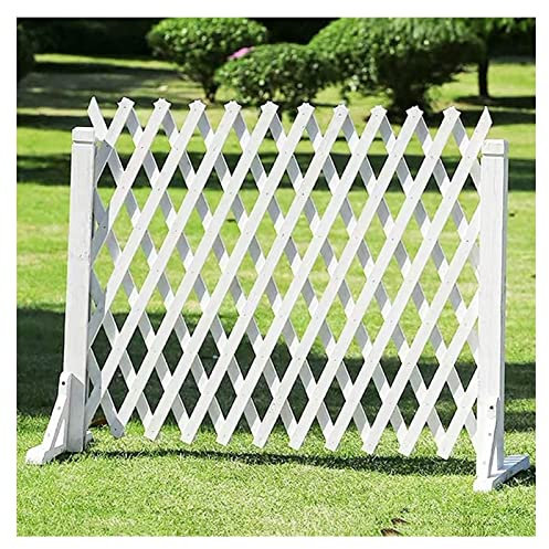 Gartenzaun-Tor, ausziehbares Spalier, einziehbares Tor, ausziehbarer Zaun, freistehender Spalierzaun aus Holz, Gartenschirm, Pflanzenschutzzaun für Haustiere und Hunde, weiß (Größe: H70 x 16