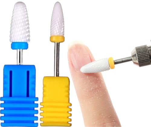 Juego de 2 Brocas de Cerámica para Uñas,Brocas de Cerámica, Profesional Uñas Archivo Bits Uñas Arte Herramientas,para Manicura,Pedicura,Salón,Uso en el Hogar