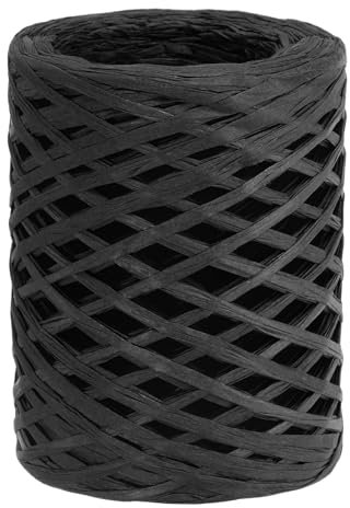 PATIKIL Cinta de Rafia 100 Yardas, 1 Rollo de Cuerda de Papel Natural para Tejer, Envolver Cajas, Manualidades Y Decoración de Fiestas, Negro