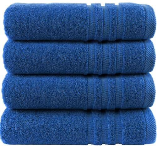 Wholesale Trade Dealz Pack of 2 & 4 Large Bath Sheet Towels 70 X 130 cm 100% Cotton Hotel Quality Bath Towels Soft Quick Drying & Highly Absorbent Big Bath Sheet 500GSM (4, Blue)