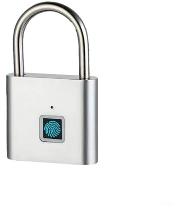 Mini Smart Fingerprint Padlock Keyless, USB Charging Biometric High Security Lock, Gym Lock for Locker Luggages Suitcases(silver)
