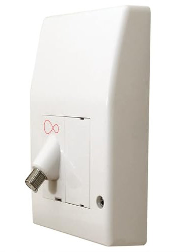 DragonSat Latest Model Isolated Genuine Virgin Media White Internal use Wall Box Outlet Socket with Euro Module Angled F-Connector Isolator for TiVo Digital TV or Superhub Broadband Modem Indoor Feed