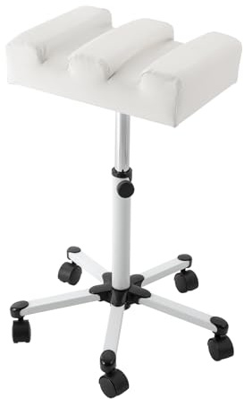 Mobile Stuhl Fußpflegestuhl Weiß, Verstellbarer Pediküre Hocker Fußpflegehocker Beinstütze mit Rädern Fußpflege Maniküre Fußstütze für Salons, SPAs, Fußpflegegeschäften, Schönheitssalons