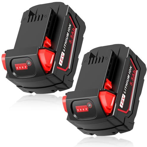 ASUNCELL 2 Stück 5500mAh Akku für Milwaukee, 18V Li-Ion Ersatzakku für Milwaukee M18 Akku Kompatibel mit Milwaukee M18B XC 48-11-1815 48-11-1820 48-11-1850 2601 2610 2611 2620 2630 2650