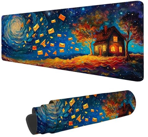 Large Mouse Mat 900x600x3mm,Gaming Mouse Pad Moon,Tree Desk Mat,Extended Mousepad with Non-Slip Rubber Base,Washable Desk Pad,Waterproof Durable Mousemat for Gaming,Office,Home F-36