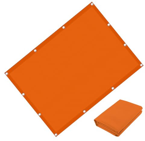 Toldo Sombreo Rectangular 85 x 150 cm con Ojales con Cuerdas de Fijación Toldo Vela de Sombra Impermeable con Cuerda Libre para Balcón Piscina Terraza y Jardín, Naranja