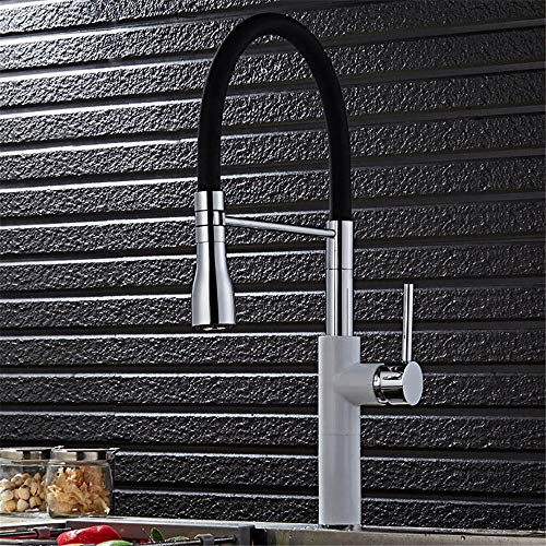 HTTGDGDH Rubinetto da Cucina Creativo Bianco Antico, Miscelatore per Acqua Calda E Fredda, Rubinetto per Lavello da Cucina, Testa di Spruzzo Cardanica, Cinghia Flessibile, può Ess
