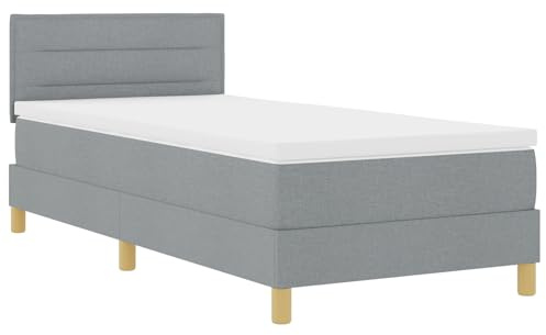 vidaXL Boxspringbett mit Matratze Hellgrau 80x200 cm Stoff
