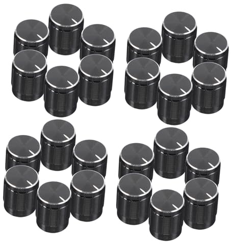 Aluminiumlegierung Potentiometerknöpfe Schwarze für Audio | Drehknopf zur Steuerung, Einsatzwelle und Runder Aufsteckschaft, 15x17mm, 24 Stück Packung