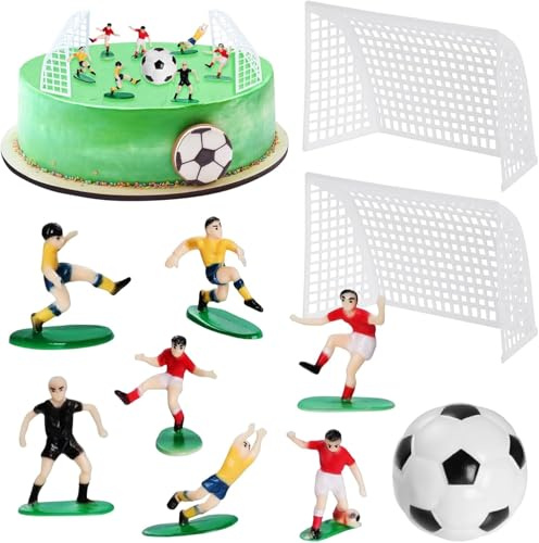 10 Stück Fussball Tortendeko Fußball Geburtstagstorte Dekoration | Fussball Deko Geburtstag Kinder, Fußballspieler Figuren Geburtstagstorte Dekoration für Männer Junge Geburtstag Party