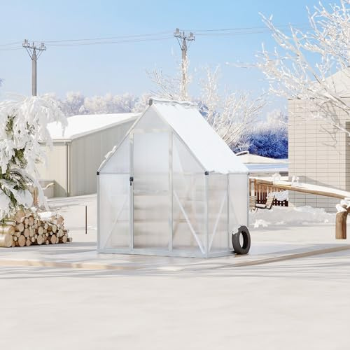 Serra in policarbonato per esterni, grande serra walk-in con struttura di installazione rapida e ventilazione sul tetto, serra con ventilazione