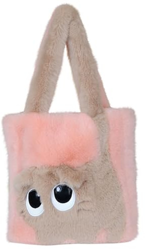 LinRim Plüsch Umhängetasche Damen Klein Tote Bag - Tasche Kleiner Handtasche Leicht Furry Schultertasche Kunstfell Flauschig Henkeltaschen Crossbody Bag für Damen Mädchen