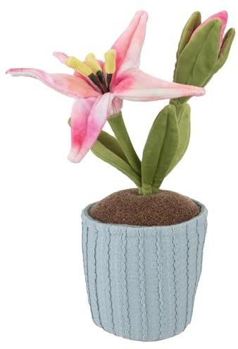 VFM e-Store - Valentines Lily In Pot Large Decoration - Gift for Someone Special On Feb 14Th - 33cm X 16cm Pink X 1