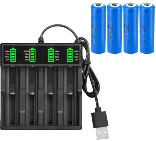 Nzkeuf 4 Pezzi 2200mAh Batterie 3.7V Ricaricabili