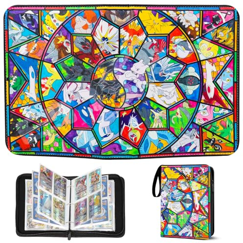 Classeur Carte,Capacité de 50 pages de 400 Cartes, Porte Cartes,Organisateur de cartes,Porte Cartes en cuir Imperméable Fermeture éclair, un cadeau les garçons et les filles - CM400