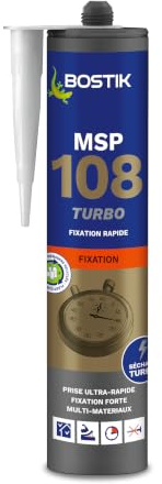 BOSTIK MSP 108 TURBO Blanc 290 ml | Mastic Colle MS Polymère à Prise Rapide - Fixation Forte Multi-Matériaux - Intérieur & Extérieur