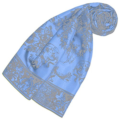 Lorenzo Cana Seidentuch aufwändig bedrucktes Tuch 100% Seide 90 cm x 90 cm harmonische Blau Farben Damentuch Schaltuch 89171