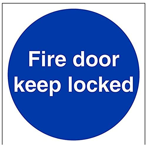 VSafety Fire Door Keep Locked Sign - Square - 150mm x 150mm - 1mm Rigid Plastic
