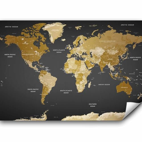 Papier peint murando intissé 250x175 cm Décoration Murale XXL Poster Tableaux Muraux Tapisserie Photo Trompe l'oeil XXL Carte du monde Continente k-A-0092-a-a