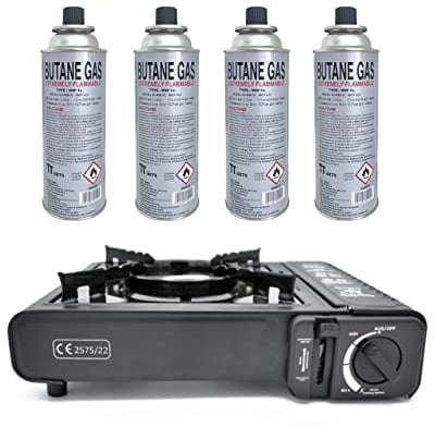Réchaud à gaz avec 8 cartouches de camping 1 feu, puissance max. 2,5 kW
