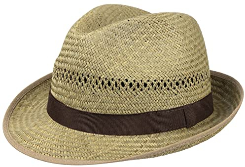 Lipodo Strohhut für Damen und Herren - Trilby aus 100% Stroh - Perfekter Strohtrilby für den Sommer - Schöner Sonnenhut, Trilbyhut hergestellt in Italien Natur S (54-55 cm)
