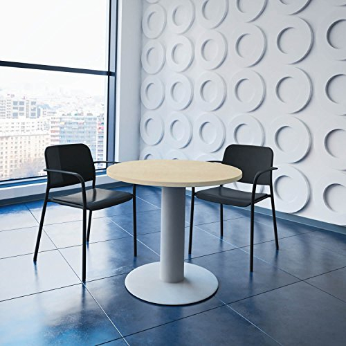 Weber Büro Optima runder Besprechungstisch Ø 80 cm Ahorn Silbernes Gestell Tisch Esstisch Küchentisch