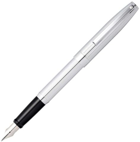 Sheaffer VFM - Refillable fountain pen with fine grade stainless steel nib, polished chrome with gold-tone trim